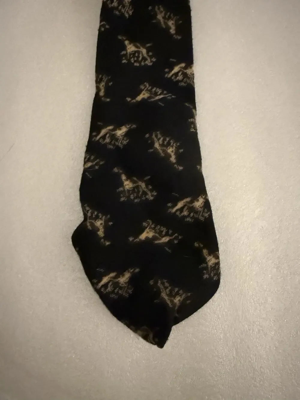 VTG Polo Ralph Lauren Wool Handmade Hound Dog Tie Black